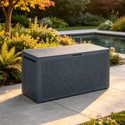340L Grey Garden Storage Utility Cushion Box Shed Plastic Storage Container Box