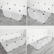 Small Pet Playpen with 12 Panels, Portable Resin Fence Cage with Carpet Mat