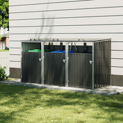 Triple Wheelie Bin Storage Metal Store Cover Garden Rubbish Dustbin 3 Shed Cabin