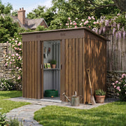 4x8FT Garden Shed Metal Pent Roof Outdoor Storage House With Free Foundation Kit