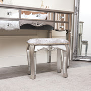 Silver mirrored dressing table boudoir stool shabby chic bedroom furniture seat