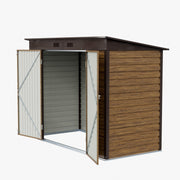 8 x 4FT Metal Garden Storage Shed with 2 Door Wood Grain Effect Bike Tool House