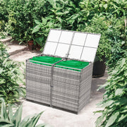 Double Wheelie Bin Store Poly Rattan Garden Outdoor Garbage Storage Shed Cover