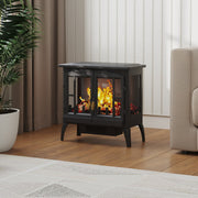Black 2000W Electric Fireplace Fire Flame Effect Heater Log Burner Stove Standin