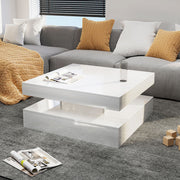 High Gloss Square LED Coffee Table Cocktail End Table Tea Tables for Living Room