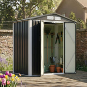 6X4FT Metal Garden Shed Apex Roof Outdoor Tool Storage House with Lockable Doors