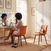 Set of 2 Faux Leather Dining Chairs High Back Padded Metal Leg Kitchen Chairs UK