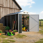 Garden Metal Shed Storage Tools Shed 6x4.2/8.2/10ft Waterproof with Door & Vents