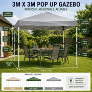 3m x 3m Pop Up Gazebo Waterproof Garden Marquee Folding Party Tent Canopy