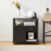 Black Office Filing Cabinet Mobile Printer Stand File Storage Drawer Wheels