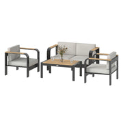 4 Seater Aluminium Garden Furniture Set, Extra Deep Garden Sofa Set, Beige