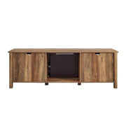 Large 70 Inch TV Stand with Electric Fireplace | Dark Walnut | Farmhouse Glass D