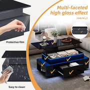 Lift Top Coffee Table !SALE! Black High Gloss LED Storage Drawers Living Room