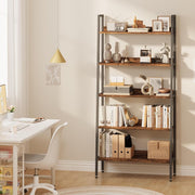 Rustic Wood Bookcase Bookshelf 5 Tier Industrial Storage Display Shelving Unit