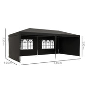 6m x 3m Garden Gazebo Marquee Canopy Party Tent Canopy Patio Dark Grey Outsunny