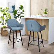 Set of 2 Bar Stools PU Leather Seat Bar Chair for Home Breakfast Kitchen Counter