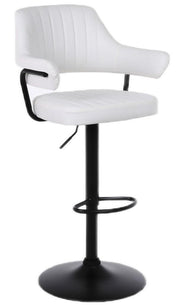 2 X PLUSH WHITE BAR STOOLS, GAS LIFT, BREAKFAST KITCHEN BAR PADDED ARMS & BACK