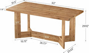 63-Inch Solid Wood Dining Table Modern Rectangular Kitchen Table for 4-6 People