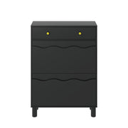 Modern Freestanding Shoe Cabinet Organizer with 2 Flip & 1 Pull-Out Drawers New