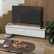 Wall Mounted TV Stand Unit with Storage and High Gloss Effect Refurbished