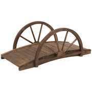Wooden Garden Bridge Lawn Décor Stained Finish Arc Outdoor Pond Walkway