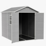 Grey Wood Grain Plastic Garden Shed 6x8 6x6 5x3 Outdoor Tool Bike Storage House