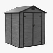 Plastic Garden Tool Storage Shed 6x6FT Outdoor Bike Bin House w/ Lockable Doors
