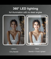 LED Lighted Anti-Fog Touch Dimmable Bathroom Mirror 50x70cm Wall Mounted