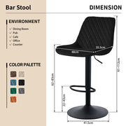 4PCS Swivel Bar Stools Velvet/Faux Suede Breakfast Adjustable Height Bar Chair