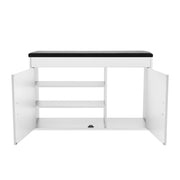 Hallway Shoe Cabinet Bench White Black PU Cushion Padded Seat Storage Shoe Rack
