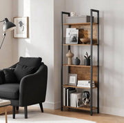Rustic Wood Bookcase Bookshelf 5 Tier Industrial Storage Display Shelving