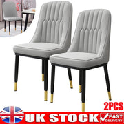 2Pcs Dining Chairs Faux Leather Padded Seat Metal Leg Home Kitchen Chair NEW