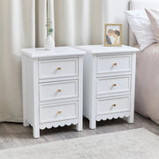 Pair of Scalloped 3 Drawer Bedside Tables bedroom storage furniture wave set