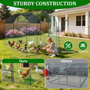 2X3M Walk In Chicken Run Coop Large Outdoor Pen Metal Duck Hen Poultry Cage Shed