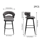 Set of 2 Luxury Grey Bar Stools Kitchen Barstools Bar Chairs With 360° Swivel