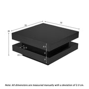 Square Coffee Table Black High Gloss Wooden Centre Tea Table with LED RGB Lights