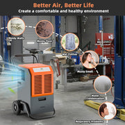 63L Commercial Dehumidifier Industrial Dehumidifier 5.5L Water Tank Mobile