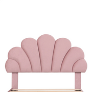 3FT Single Velvet Bed Frame with Adjustable Petal Headboard Easy Assembly Pink