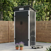 Metal Garden Shed 3X2FT Pent Roof Outdoor Tool Storage House with Lockable Door