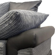 Corner Sofa Dino Jumbo Cord Suite 3 Seater 2 Seater Couch & Footstool Grey/Black