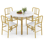 COSTWAY 5 Piece Dining Table Set Round Kitchen Table & 4 Chairs-White