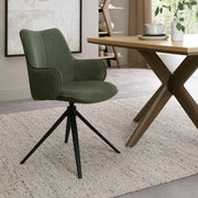 Bentley Designs Rowan Green Fabric Swivel Dining Chair 360 Self Return