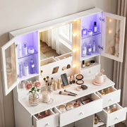 Dressing Table with 7 Drawers 4 Door & Charging Socket Makeup Desk Vanity Jdvizb