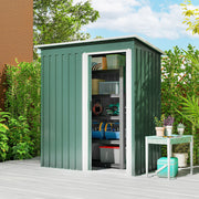 5 x 3ft Garden Storage Shed Sliding Door Sloped Roof Tool, Green
