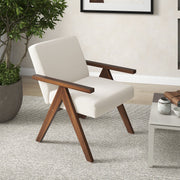 Modern Accent Chair Linen Fabric Armchair w/ Soft Padded Cushion Beige