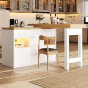 Bar Table !SALE! Extendable 360 Rotating Kitchen Island Storage White