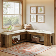 47.24'' Moden L Shaped Corner Bench with Removable Seat Cushion & 2-Tier Storage