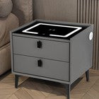 Smart Bedside Table with Light Phone Charging Modern Bedroom Furniture 2 Drawers