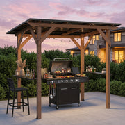 Outdoor Barbecue Canopy 263 x 151 cm Grilling Shelter with 2 Side Shelves