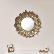 Large Antique Gold Round Sunburst Mirror - 74cm x 74cm wall mirror decorative